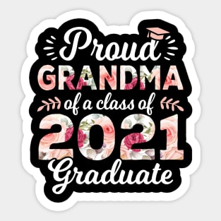 Proud Grandma Class Of 2021 Graduate Senior 21 Floral Sticker